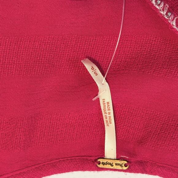 Free People Dress Womens Small Malibu Pink Wrap Boho Embroidered Mini OB1140508 - Picture 8 of 12